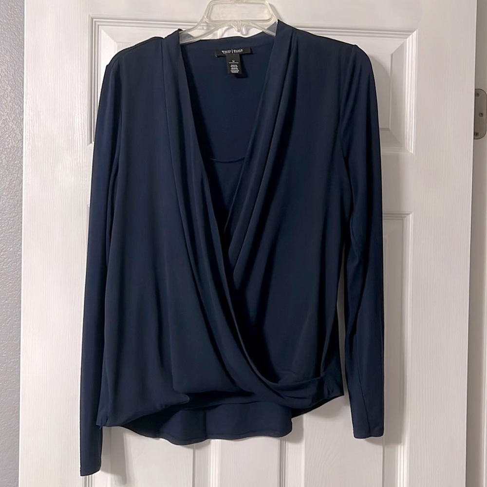 Whbm Double Layer Surplice Top -Euc Size Medium - image 1